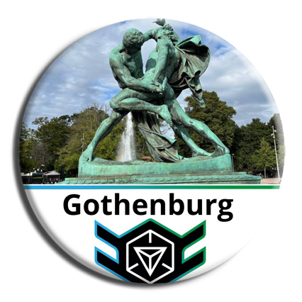 Bältesspännarna - Bältespännarna is a statue in the middle of Gothenburg depicting two men strapped together with a belt and with a knife each, fighting over a woman. 